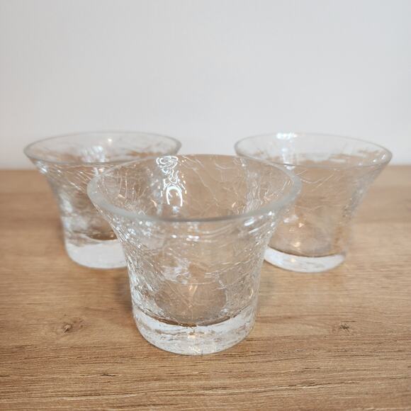 Crackled Glass Tealight Holders Set of 3 - Picture 1 of 4